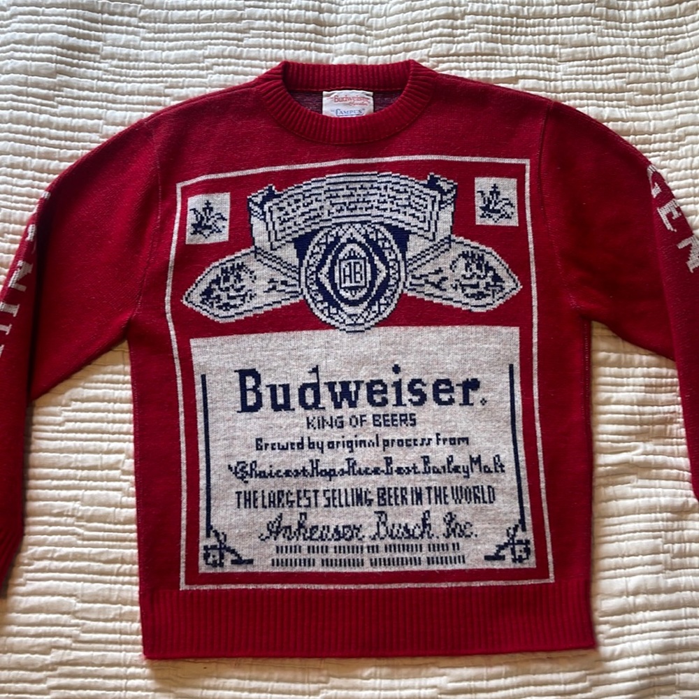 70s/80s Vintage Budweiser Sweater Size Medium- Rare find.